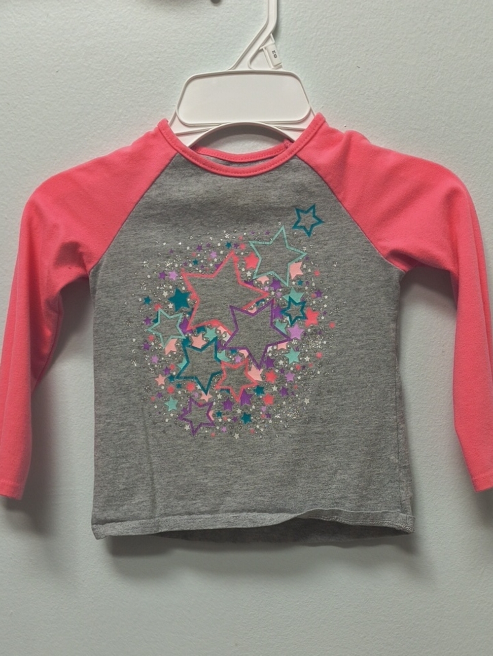 Girls' Gray & Pink Star Raglan Tee- Garanimals- Size 3T